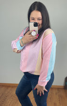Load image into Gallery viewer, Pastel Striped Button Down Top - PLUS
