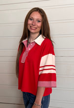 Load image into Gallery viewer, 3/4 Sleeve Stripe Contrast Top
