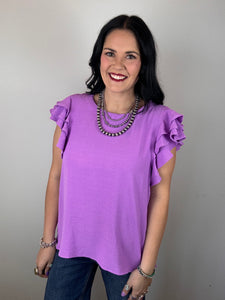 Layered Ruffle Sleeve Top **3 COLORS** - PLUS