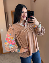 Load image into Gallery viewer, Velvet Embroidered Top **2 COLORS**
