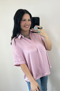 OVERSIZED Satin Collared Top **3 COLORS** RESTOCK