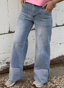 Large Cuffed Vibrant Jeans