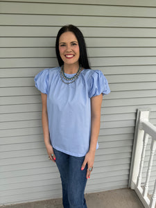 Solid Short Puff Sleeve Top **4 COLORS** - PLUS