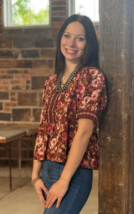 Floral Scallop Trim Top **2 COLORS**