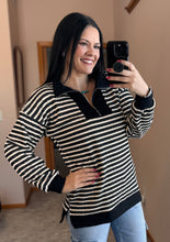Load image into Gallery viewer, Black Striped 1/4 Zip - PLUS
