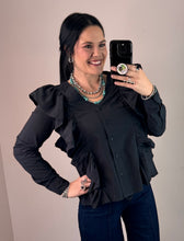 Load image into Gallery viewer, Black Ruffle Top
