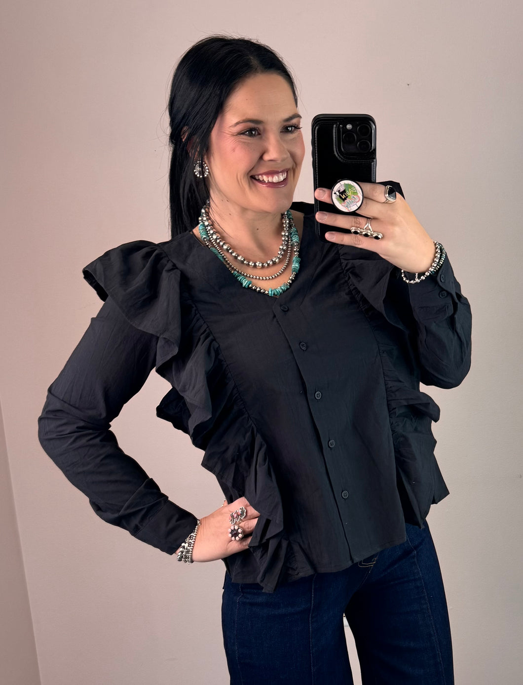 Black Ruffle Top