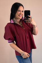 Load image into Gallery viewer, Puff Sleeve 1/4 Zip Top *2 COLORS**
