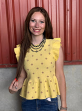 Load image into Gallery viewer, Polka Dot Knit Peplum Top
