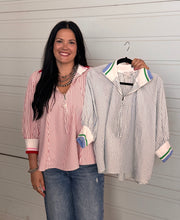 Load image into Gallery viewer, Striped 1/4 Zip Top ** 2 COLORS ** - PLUS
