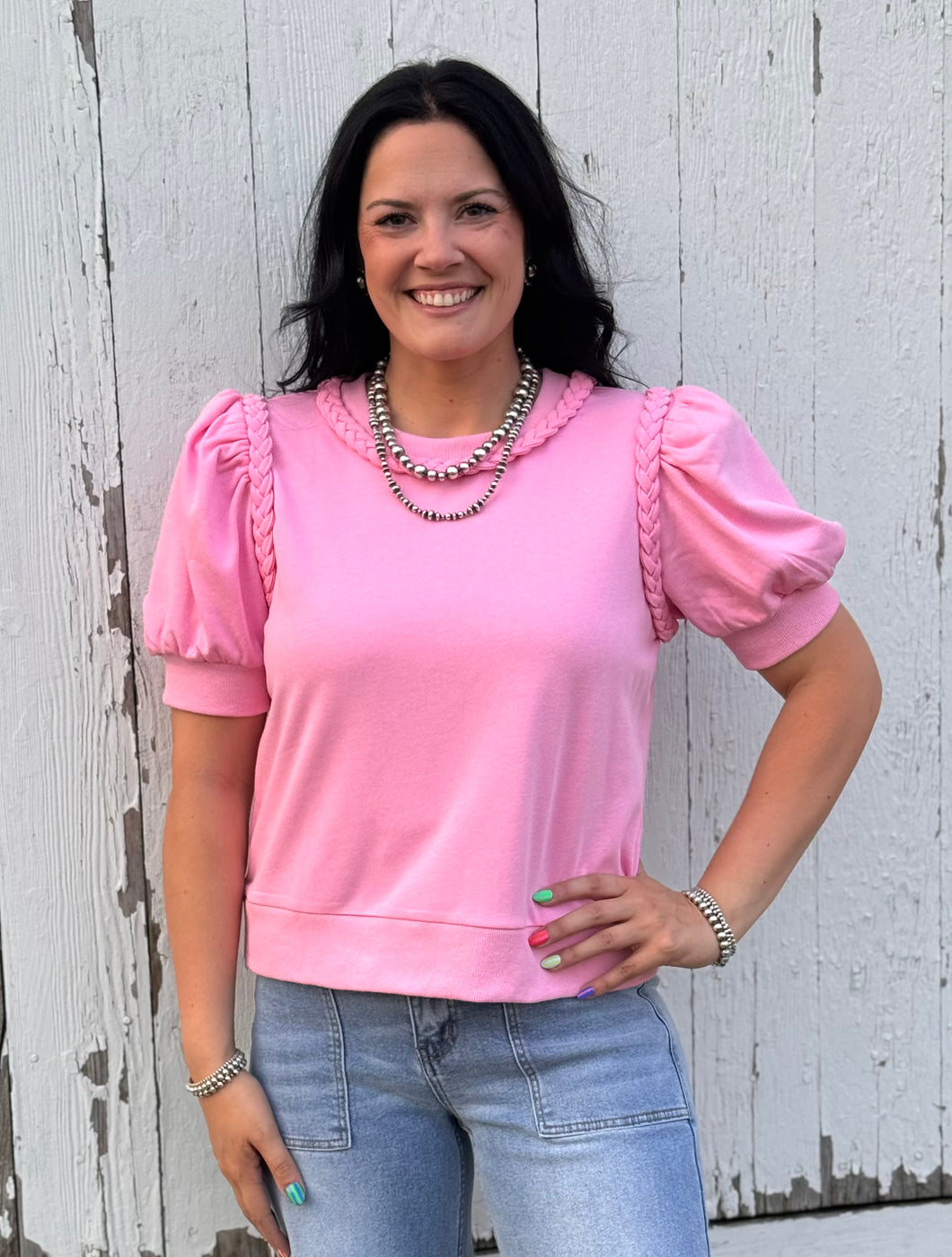 Pink Braided Top