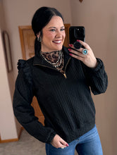 Load image into Gallery viewer, Black Cableknit 1/4 Zip

