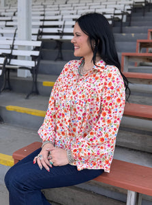 Floral Collared Top - PLUS