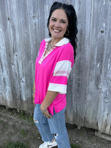 Fuchsia Colorblock Top - PLUS