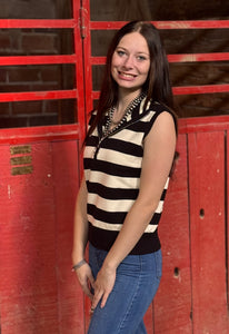 Black And White Stripe Knit Top