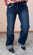 Load image into Gallery viewer, Dark Wash Cuffed Wide Leg Lovervet Jeans
