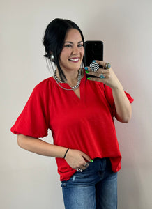 Solid Balloon Sleeve Top **2 COLORS** - PLUS