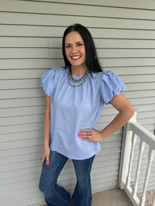 Solid Short Puff Sleeve Top **4 COLORS** - PLUS