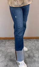 Load image into Gallery viewer, Dark Wash Wide Leg Cuffed Risen Jeans
