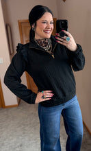 Load image into Gallery viewer, Black Cableknit 1/4 Zip
