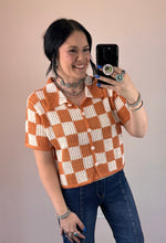 Load image into Gallery viewer, Orange Checkered Crochet Top
