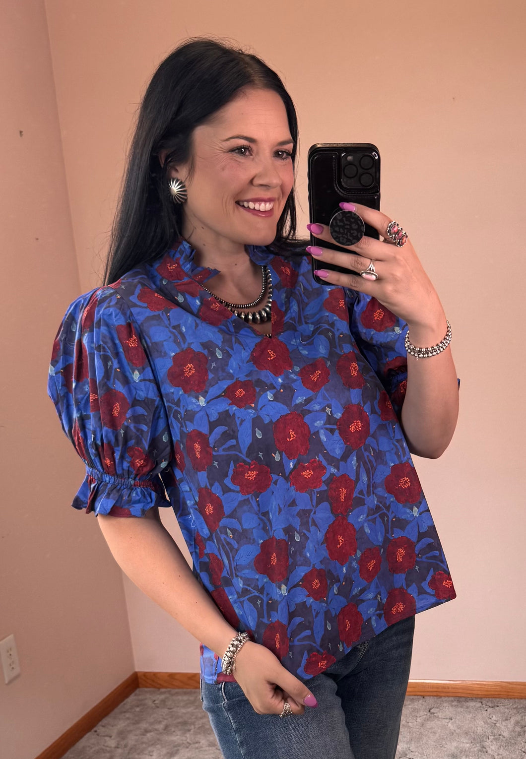 Floral Puff Sleeve Top **2 COLORS** - PLUS