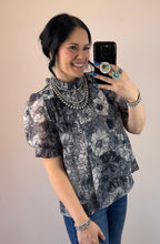 Load image into Gallery viewer, Black Flower Top
