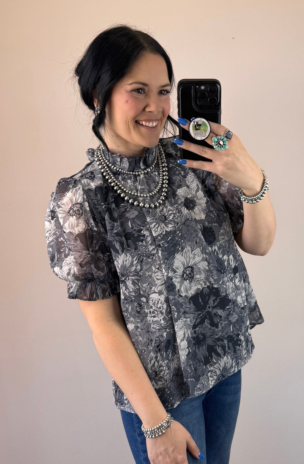 Black Flower Top