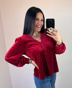 Pleated Velvet Top **3 COLORS**