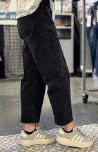 Load image into Gallery viewer, High Rise Black Cargo Barrel Jeans - PLUS
