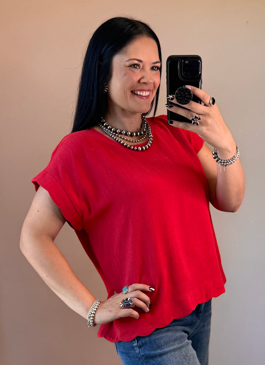 Linen Scallop Top **2 COLORS**