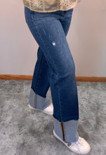 Load image into Gallery viewer, Dark Wash Wide Leg Cuffed Risen Jeans
