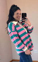 Load image into Gallery viewer, Pink And Jade Striped Top

