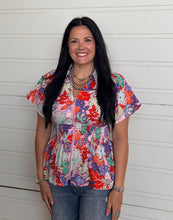 Load image into Gallery viewer, Pink Abstract Smocked Top
