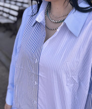 Load image into Gallery viewer, Navy Striped Collared Top - PLUS
