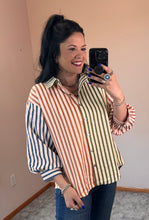 Load image into Gallery viewer, Colorblock Striped Button Down **2 COLORS** - PLUS
