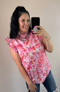 Pink Abstract Top - PLUS