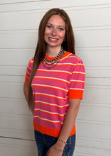 Load image into Gallery viewer, Multi Short Sleeve Striped Sweater Top **3 COLORS**
