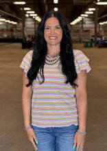 Load image into Gallery viewer, Ribbed Striped Ruffle Detail Top **PLUS**

