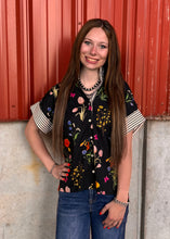 Load image into Gallery viewer, Floral Stripe Button Down Top ** 2 COLORS **
