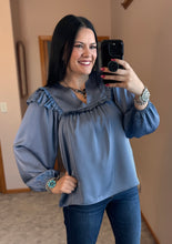 Load image into Gallery viewer, Satin Ruffle Top **2 COLORS**
