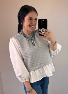 Mixed Peasant Top **2 COLORS**