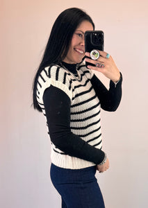 Black Striped Sweater Vest