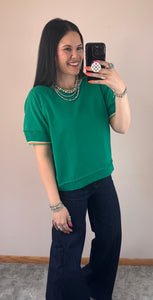 Striped Trim Short Sleeve Top **3 COLORS**