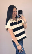 Load image into Gallery viewer, Short Sleeve Striped 1/4 Zip Pullover **2 COLORS** - PLUS
