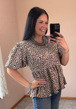 Load image into Gallery viewer, Leopard Floral Peplum Top **2 COLORS**
