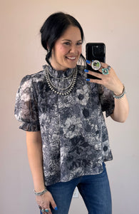 Black Flower Top
