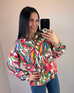 Multicolor Printed Button Up Top **2 COLORS**