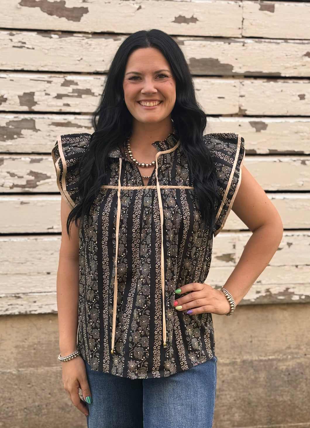 Black Floral Top