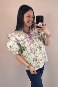 Lime Floral Top